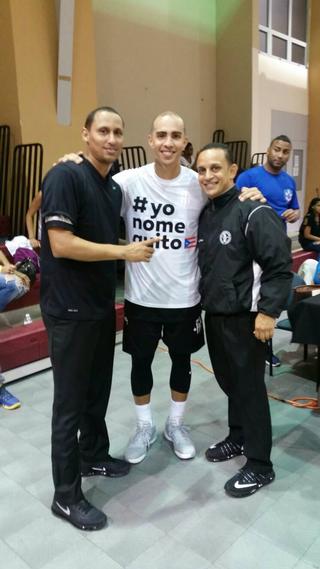 Samuel Sammy Figueroa, el veterano armador de la selección nacional de Puerto Rico Carlos Arroyo y Eugenio Rivera