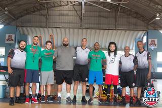 Arbitros: Miguel Rodríguez, Benjamín Robles, Carlos Andino y Máximo Paula / Foto por: Puerto Rico / Elite Basketball